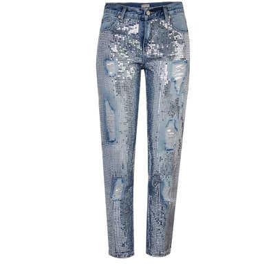 Sequin Ripped Jeans For Women