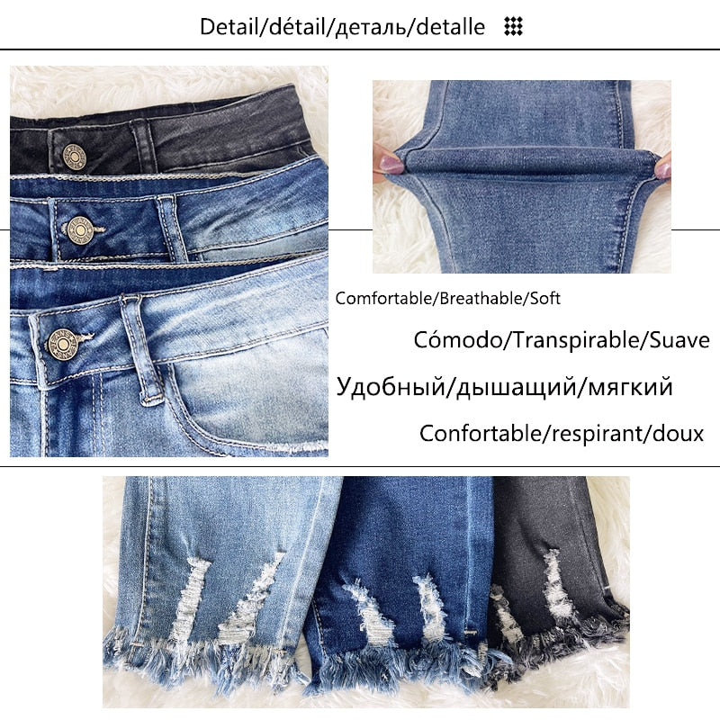 Ripped Slim Fit High Waist Vintage Jeans