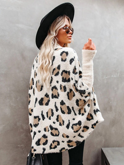 Fitshinling Fuzzy Leopard Long Cardigan