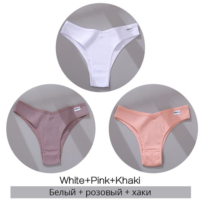 FINETOO Cotton Brazilian Panties 3pc Set